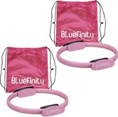 Bluefinity 2x anneau de pilates rose - avec exercices - anneau de fitness - anneau de yoga - anneau de résistance