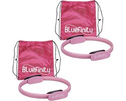 2x pilates ring roze - met oefeningen - fitnessring - yoga ring - weerstandsring