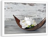 Foto in frame , Orchidee op hout , 120x80cm , Multikleur , Premium print