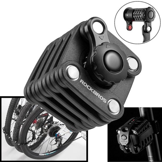 Decopatent® Fietsslot - Opvouwbaar Fietsslot Ketting - Vouwslot Met Cijferslot Kubus Kettingslot Bike Bicycle Lock Veilig 2