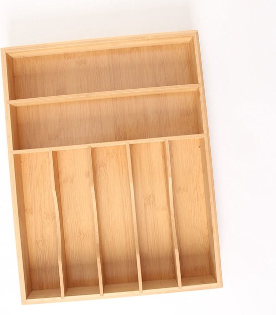 Decopatent® Bestekbak pour tiroir de cuisine à 7 compartiments - Organisateur de couverts - Tiroir à Couverts - Bois de Bamboe de haute qualité - Cassette à couverts 45x35x6