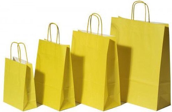 Sacs de transport de transport en papier Jaune 260+120x350mm - 50 pcs