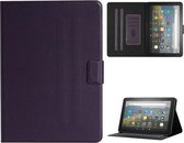 Voor Amazon Fire HD 10 (2021) Pure Color Horizontale Flip Leather Case met Kaartsleuven & Houder & Slaap / Wake-up Functie (Paars)