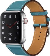 Apple Watch 42/44MM Leren Bandje - Leer - Horloge Bandje - Polsband - Kunstleer - Apple Watch 1 / 2 / 3 / 4 / 5 / 6 / SE - Blauw