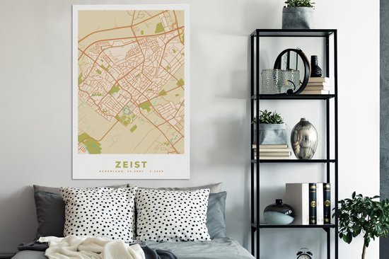 Tableau sur toile Carte - Zeist - Vintage - 90x140 cm - Décoration murale