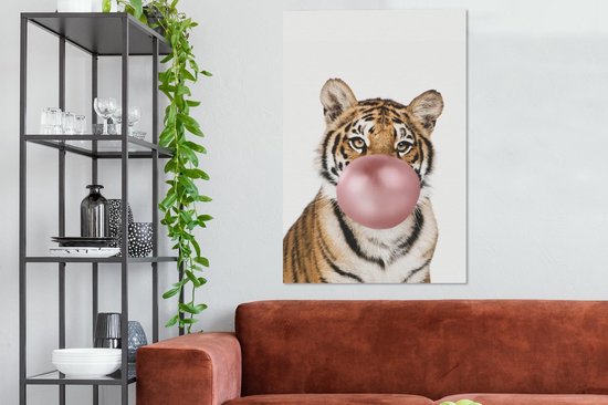 Peintures sur toile - Tigre - Animaux - Chewing-gum - 90x140 cm - Décoration murale