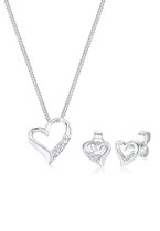 Elli PREMIUM Sieraden Set Herz Liebe Diamant (0.075 ct.) 925 Silber