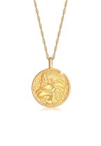 Elli Dames Halsketting Dames Zodiac Leo Coin Antieke Trend Astro in 925 Sterling Zilver