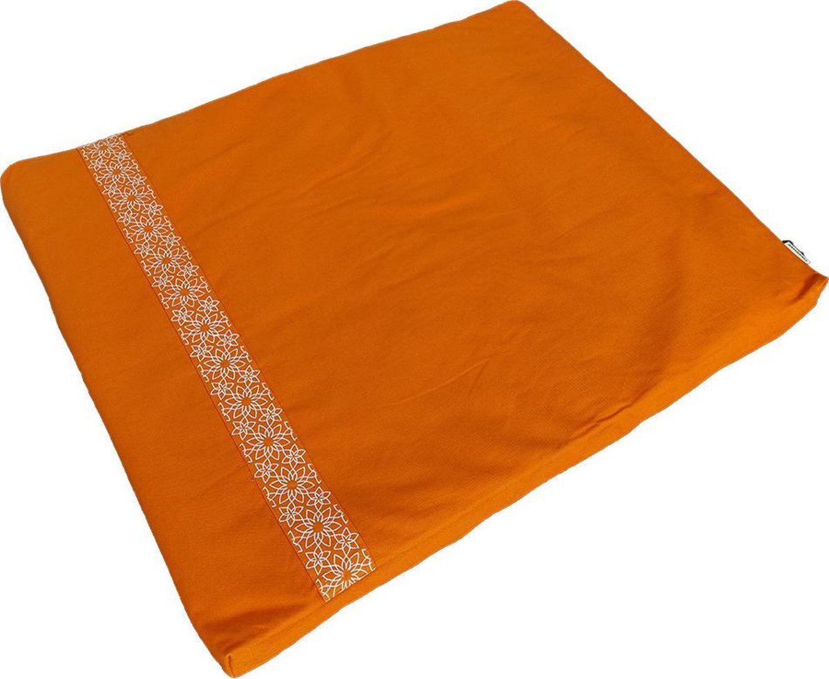 Samarali meditatiemat zabuton (Oranje) - ethisch geproduceerd van 100% biologisch katoen (GOTS gecertificeerd) | 90 x 70 x 5 cm | Heeft 2 lagen | Verkrijgbaar in 6 natuurlijke kleuren