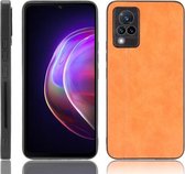 Voor vivo V21 Schokbestendig Naaien Koe Patroon Skin PC + PU + TPU Case (geel)