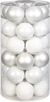 60x stuks glazen kerstballen wit 6 cm glans en mat - Kerstboomversiering/kerstversiering