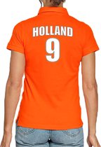 Oranje supporter poloshirt - rugnummer 9 - Holland / Nederland fan shirt / kleding voor dames XS