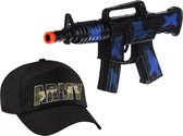 2-Delig verkleedaccessoires set leger/soldaten voor volwassenen - Bestaande uit machinegeweer en army pet