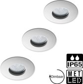 Lybardo LED inbouwspots - 3-pack - Spotjes inbouw - Badkamer IP65 - Rond - Wit + Philips CorePro GU10 LED spot - 4.5 watt  - Dimbaar - 2700K warm wit