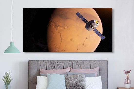 Satellite at Mars dans l'espace 160x80 cm - Tirage photo sur toile (Décoration murale salon / chambre)