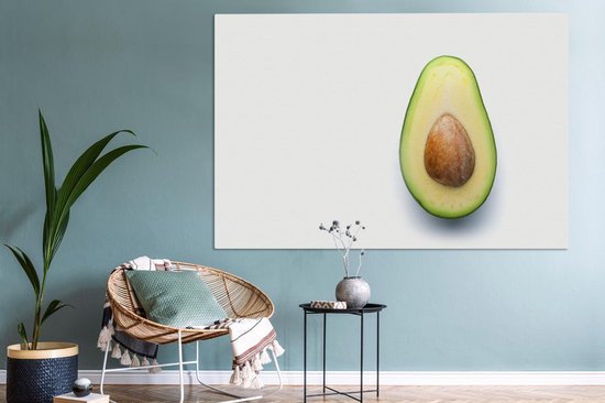Canvas schilderij 150x100 cm - Wanddecoratie Gesneden avocado met pit - Muurdecoratie woonkamer - Slaapkamer decoratie - Kamer accessoires - Schilderijen op canvas