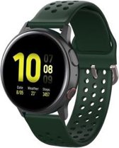 Samsung Galaxy Watch 41mm / 42mm siliconen bandje met gaatjes - legergroen + glazen screen protector