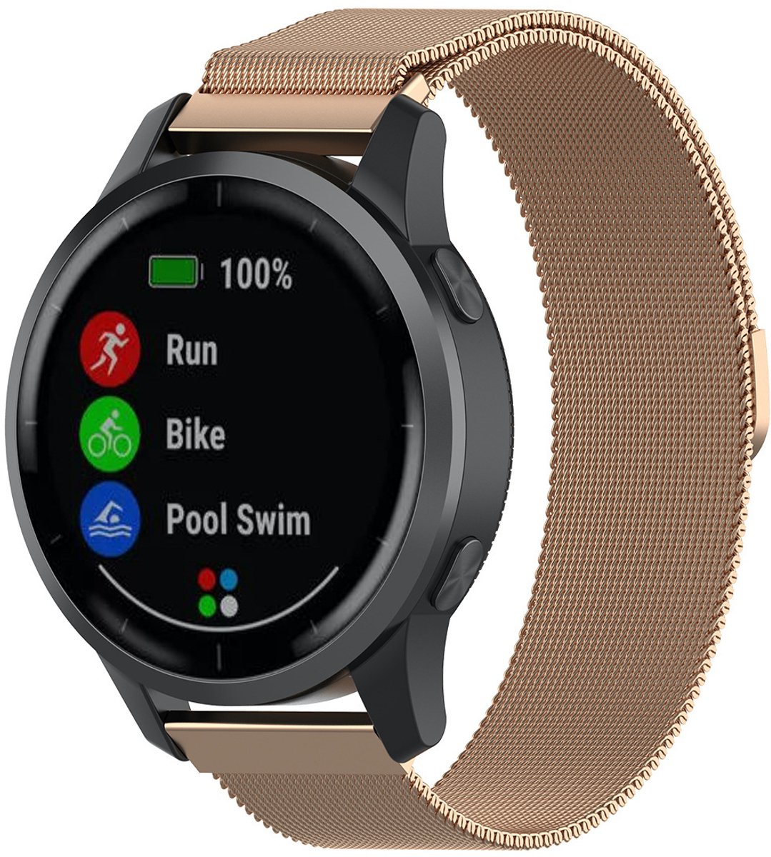 123watches Watch GT milanese band - rose goud - 20mm - Geschikt voor Huawei Watch GT2 & 3 42mm / Overige smartwatches met 20mm bandje