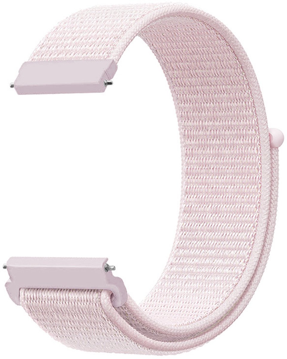 123watches nylon band - parel roze - - Geschikt voor Polar Ignite / Ignite 2 / Ignite 3 / Pacer / Unite / Overige smartwatches met 20mm bandje