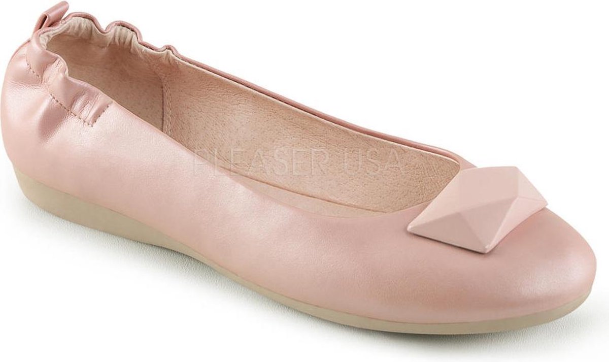 Olive-08 opvouwbare ballerina met elastieken hiel en geometrische versiering baby roze - Vintage - (EU 38 = US 8) - Pin Up Couture