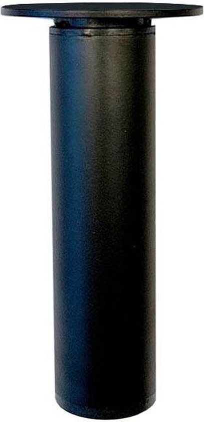 FLE - Stalen verstelbare meubelpoot zwart rond ø 3 cm en hoogte 12,5 cm