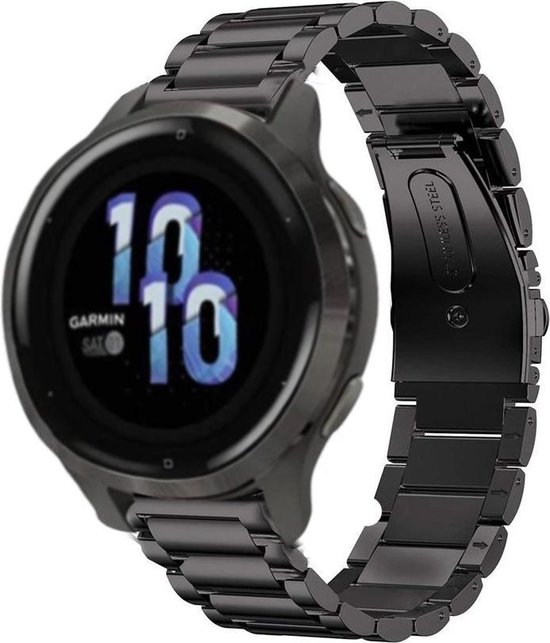 Strap-it Garmin Venu 2s stalen band - 40mm - zwart | bol.com