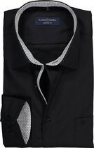 CASA MODA comfort fit overhemd - zwart (contrast) - Strijkvrij - Boordmaat: 47