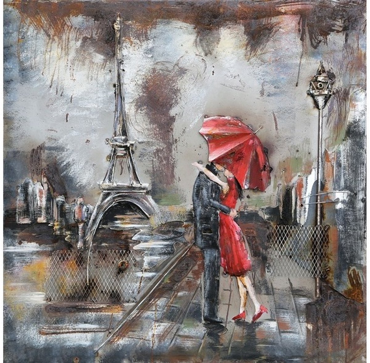 Schilderij 3D Metaal, Parijs, Paris, Eifeltoren Small