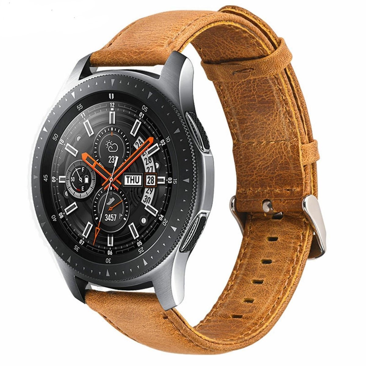 Geschikt voor Samsung Galaxy Watch leren bandje - bruin - 45mm / 46mm