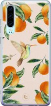 Huawei P30 hoesje - Tropical fruit - Siliconen - Soft Case Telefoonhoesje - Natuur - Oranje