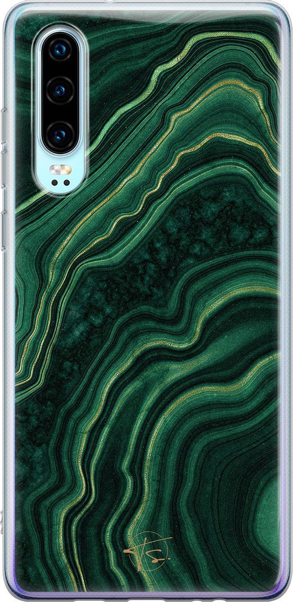 Huawei P30 hoesje - Agate groen - Siliconen - Soft Case Telefoonhoesje - Print - Groen
