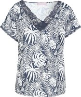 Cassis - Female - T-shirt met jungleprint  - Marineblauw