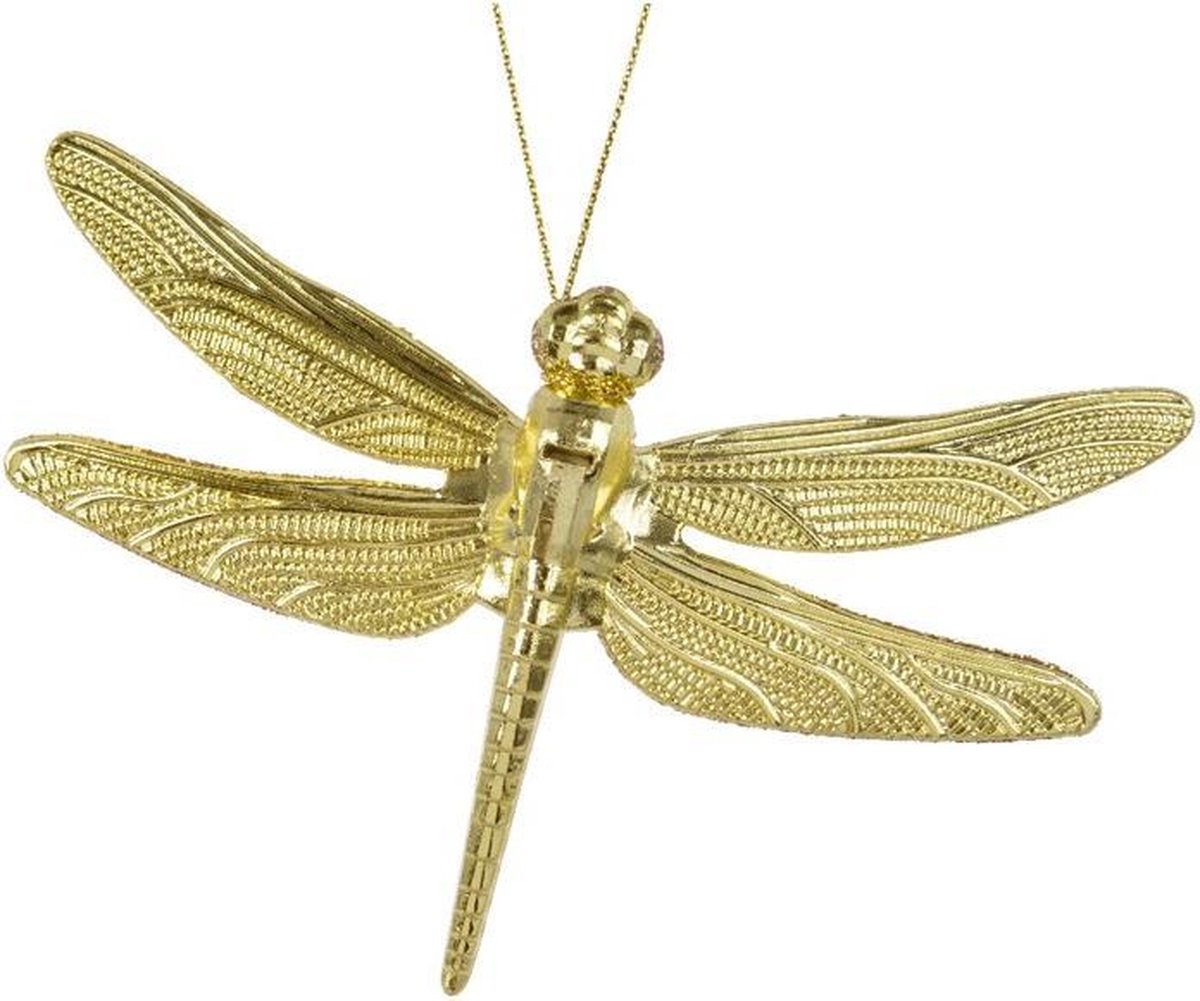 Decoris Hangdeco libelle licht goud 13.5x10cm