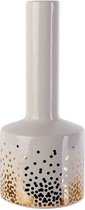 Vaas - Flesvaas - Fles Vaas - Bloempot -Goud Wit - 8,7x8,7xh20,2cm - Keramiek