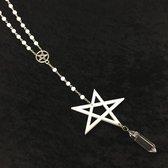 Jane Nevermore Ketting White Crystal Pentagram Rosary Wit