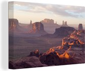 Canvas schilderij 180x120 cm - Wanddecoratie Monument Valley in het Nationaal park Grand Canyon in Arizona - Muurdecoratie woonkamer - Slaapkamer decoratie - Kamer accessoires - Schilderijen