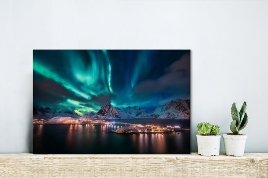Peintures sur toile - Ciel vert / bleu aux Lofoten - 30x20 cm - Décoration murale