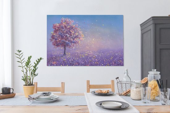 Peintures sur Toile - Arbre - Eté - Rose - 120x90 cm - Décoration murale