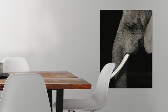 Tableau Toile Éléphant - Animal - Défense - 60x90 cm - Décoration murale