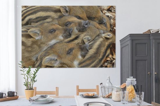 Tableau Peinture Sangliers - Dormir - 180x120 cm - Décoration murale XXL
