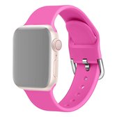 Voor Apple Watch Series 5 en 4 40 mm / 3 en 2 en 1 38 mm effen kleur siliconen vervangende polsband horlogeband met metalen gesp, maat: S (roze rood)