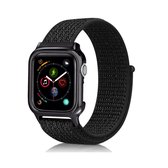 Eenvoudige mode nylon horlogeband met frame voor Apple Watch Series 5 & 4 44 mm (reflrctive zwart)