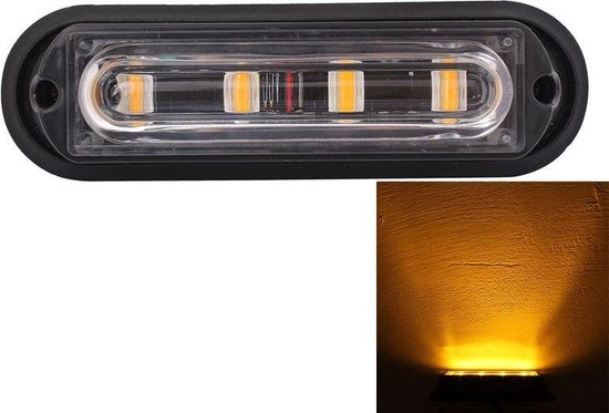 backup krom Gemoedsrust 12 W 720LM 4-LED geel licht 18 flitspatronen Auto Strobe Emergency Warning  Light Lamp,... | bol.com
