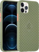 All-inclusive schokbestendige, ademende TPU-beschermhoes voor iPhone 12 Pro Max (grasgroen)