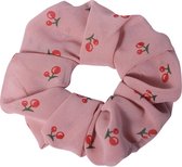 Scrunchie Haarelastiek Kersen Print Roze