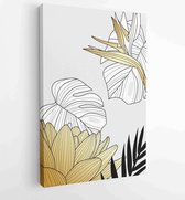 Luxury cover design template. Lotus line arts hand draw gold lotus flower and leaves 4 - Moderne schilderijen – Vertical – 1923490772 - 40-30 Vertical