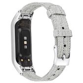 Voor Samsung Galaxy Fit E roestvrijstalen canvas riem, maat: L (blauwgrijs)