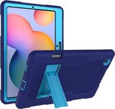 Contrasterende kleur Robot schokbestendig siliconen + pc-beschermhoes met houder voor Samsung Galaxy Tab S6 Lite P610 (marineblauw)