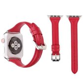 Eenvoudige mode lederen T-type horlogeband voor Apple Watch Series 3 & 2 & 1 38 mm (rood)