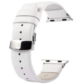 Kakapi voor Apple Watch 38 mm subtiele textuur dubbele gesp lederen horlogeband met connector (wit)